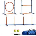 Aosom Dog Agility Kit Adjustable Hurdle Weave Poles Training-0