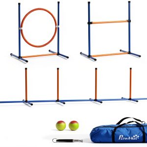 Aosom Dog Agility Kit Adjustable Hurdle Weave Poles Training-0