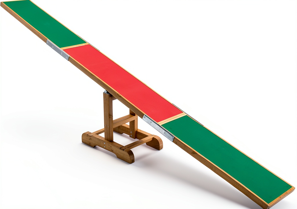 TRIXIE Dog Agility Seesaw set up in a backyard with a dog using it
