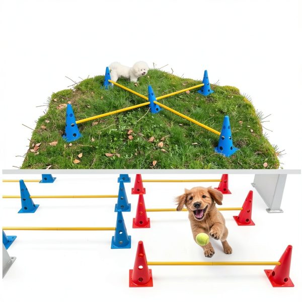 GeerDuo Dog Agility Hurdle Cone Set Adjustable Heights-6