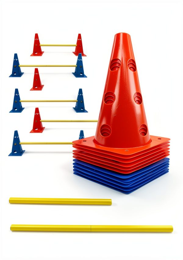 GeerDuo Dog Agility Hurdle Cone Set Adjustable Heights-5