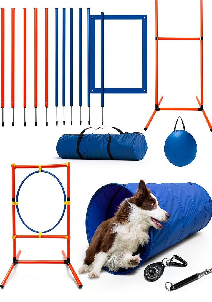 Unboxing and setting up Kvittra Dog Agility Training Set ABS Material Lightweight on a park lawn