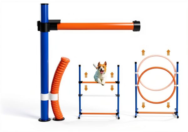 Aosom Dog Agility Kit Adjustable Hurdle Weave Poles Training-3