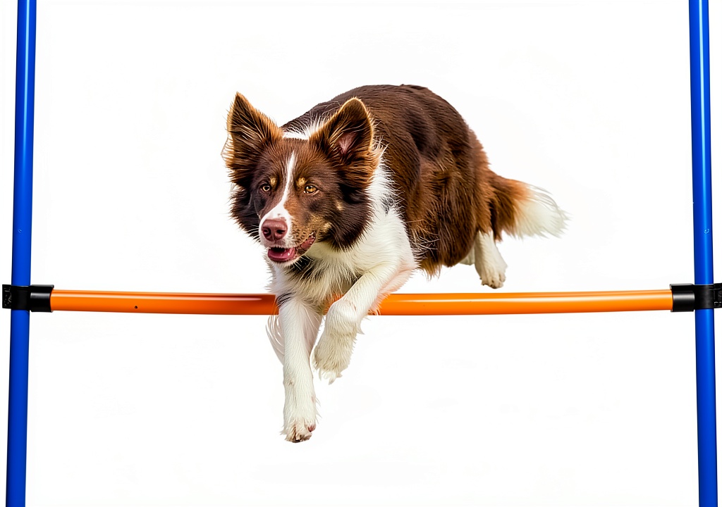 TRIXIE dog agility jump set up in a backyard training area