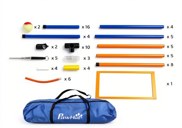Aosom Dog Agility Kit Adjustable Hurdle Weave Poles Training-6