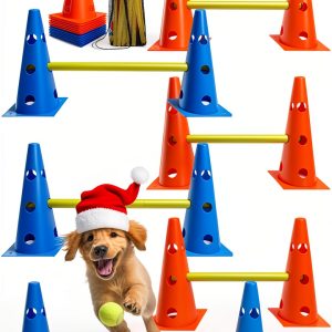 GeerDuo Dog Agility Hurdle Cone Set Adjustable Heights-0
