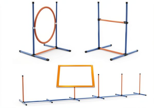 Aosom Dog Agility Kit Adjustable Hurdle Weave Poles Training-2