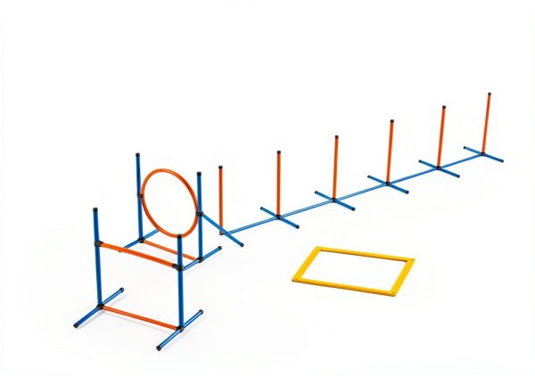Aosom Dog Agility Kit Adjustable Hurdle Weave Poles Training-4