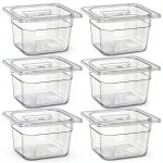 Clear Polycarbonate Food Pan 6 Pack with Lids by Bekith 4" Deep-0