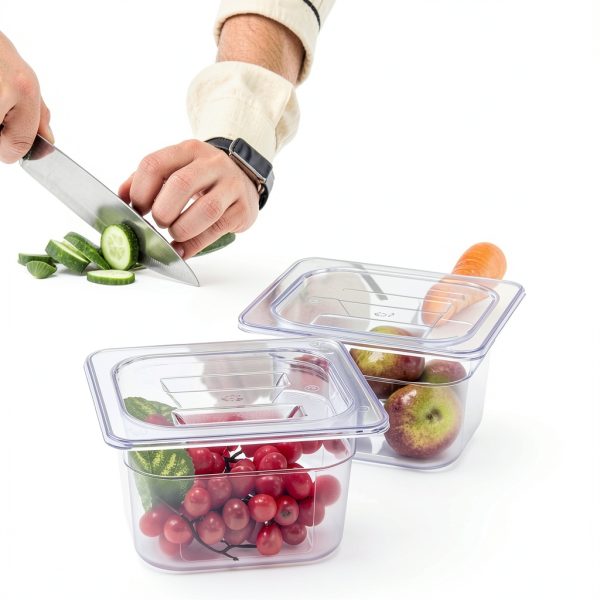 Clear Polycarbonate Food Pan 6 Pack with Lids by Bekith 4" Deep-4