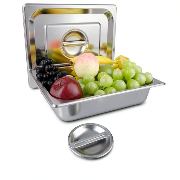 LANIAKEA 2PCS Hotel Pans with Lids Stainless Steel Steam Table Pan Restaurant Supplies 1/2 Size x 2.5 inch Deep Stainless Steam Table Pans, Hotel Pan Trays for Food-5