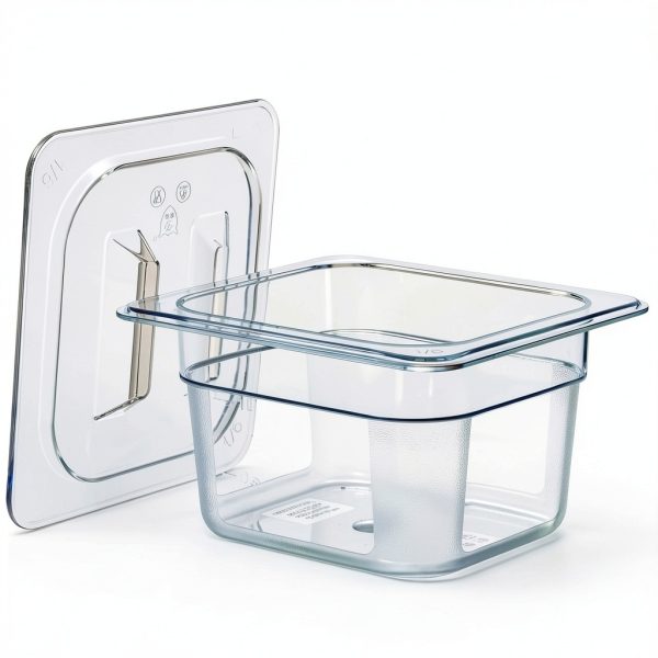 Clear Polycarbonate Food Pan 6 Pack with Lids by Bekith 4" Deep-2