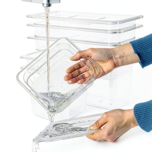 Clear Polycarbonate Food Pan 6 Pack with Lids by Bekith 4" Deep-6