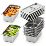 Wilprep 6 Pack Hotel Pans 1/3 Size 4in Deep Steam Table with Lids-0