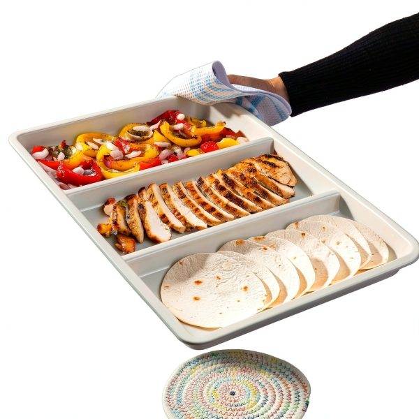 Bakeware Tasty 17x11 3-Section Roasting Pan Aqua Carbon Steel Nonstick-2